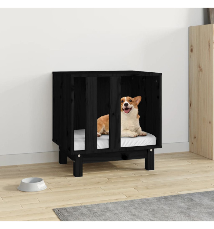 Niche pour chien Noir 50x40x52 cm Bois de pin massif | Mobilier & Déco