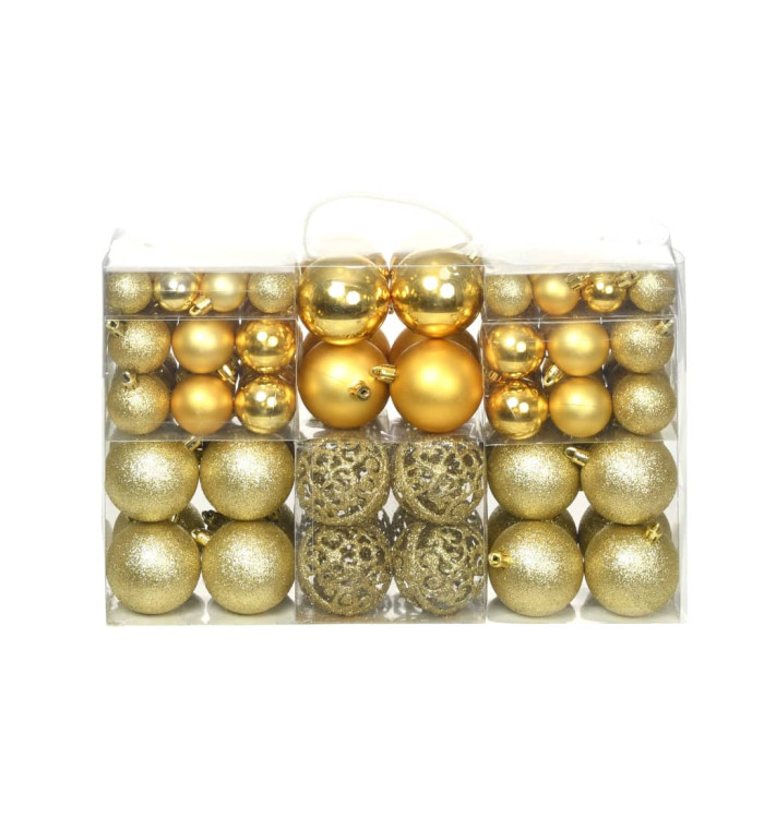 Ensemble de boules de Noël 100 pcs 3/4/6 cm Doré | Mobilier & Déco