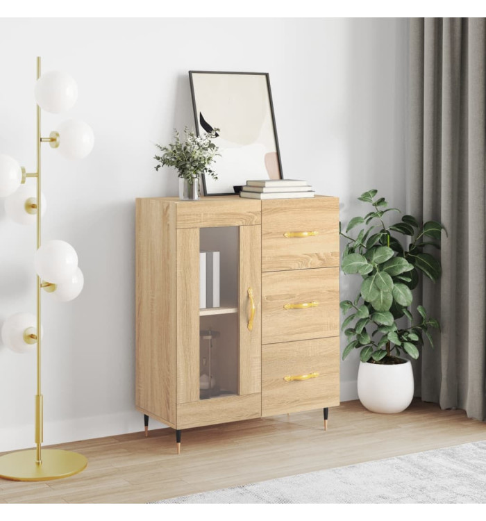 Buffet chêne sonoma 69,5x34x90 cm bois d'ingénierie | Mobilier & Déco