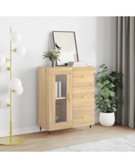 Buffet chêne sonoma 69,5x34x90 cm bois d'ingénierie | Mobilier & Déco