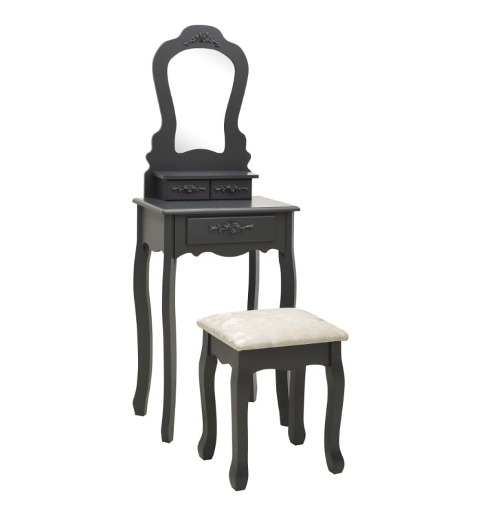 Ensemble de coiffeuse avec tabouret Gris 50x59x136 cm Paulownia | Mobilier & Déco