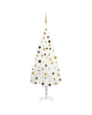 Arbre de Noël artificiel pré-éclairé et boules blanc 180 cm | Mobilier & Déco