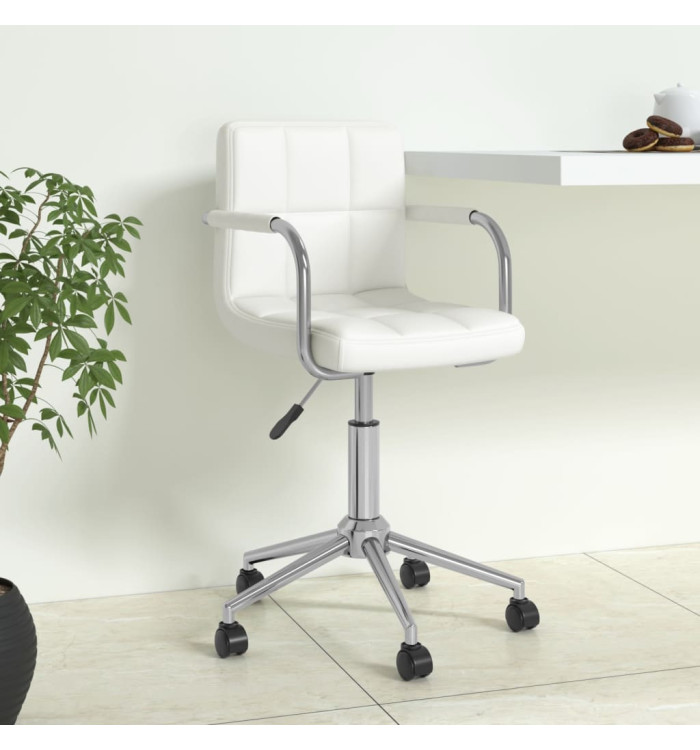 Chaise de bureau pivotante Blanc Similicuir | Mobilier & Déco