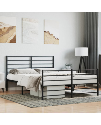 Cadre de lit métal sans matelas avec pied de lit noir 120x190cm | Mobilier & Déco