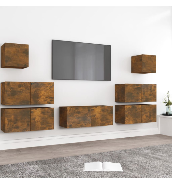 Ensemble de meubles TV 7 pcs Chêne fumé Bois d'ingénierie | Mobilier & Déco