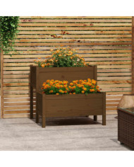 Jardinière Marron miel 84,5x84x75 cm Bois massif de pin | Mobilier & Déco