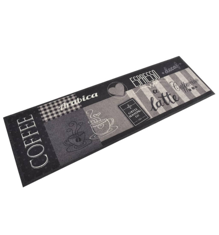 Tapis de cuisine lavable impression café noir 60x180 cm velours | Mobilier & Déco