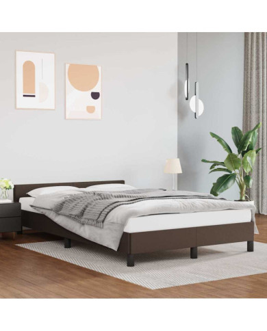 Cadre de lit avec tête de lit sans matelas marron 120x200 cm | Mobilier & Déco