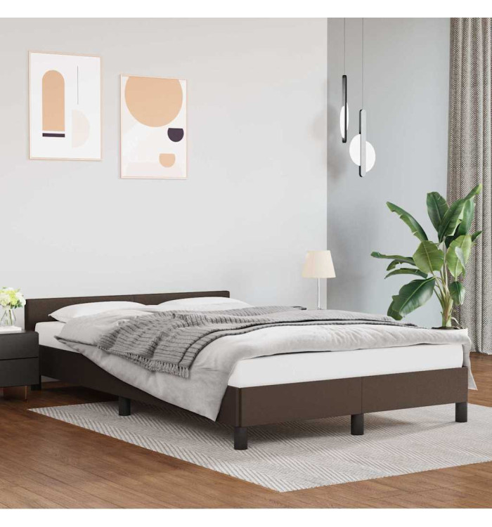 Cadre de lit avec tête de lit sans matelas marron 120x200 cm | Mobilier & Déco