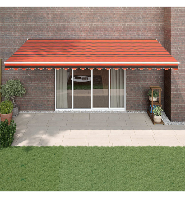 Auvent rétractable automatique orange et marron 5x3 m | Mobilier & Déco