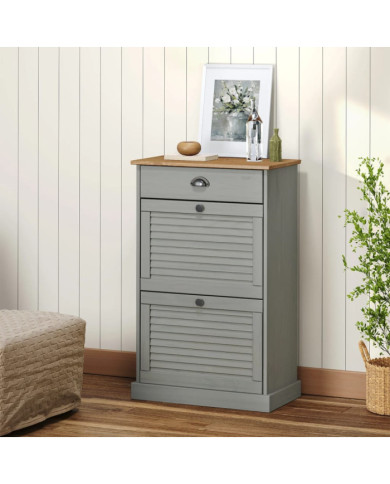 Armoire à chaussures VIGO 60x35x96 cm gris bois massif de pin | Mobilier & Déco