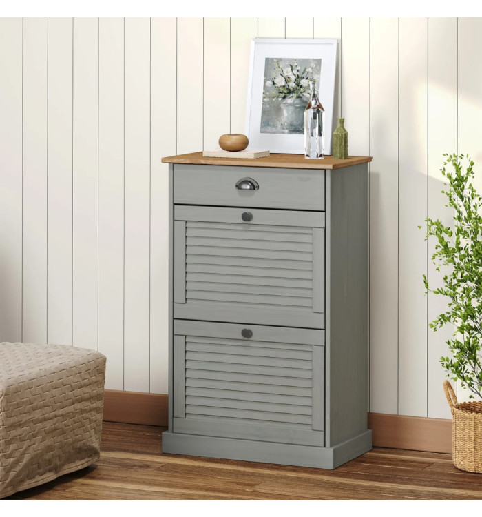 Armoire à chaussures VIGO 60x35x96 cm gris bois massif de pin | Mobilier & Déco