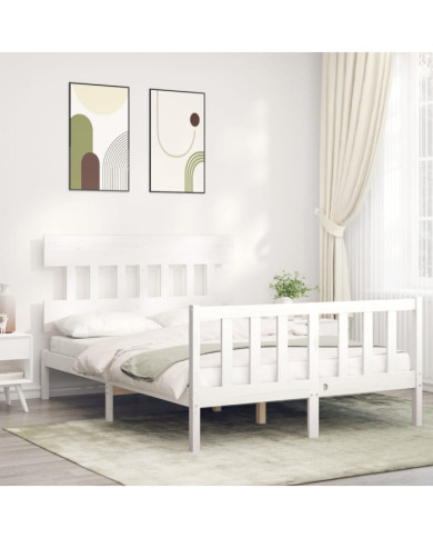 Cadre de lit sans matelas blanc 120x200 cm bois de pin massif | Mobilier & Déco