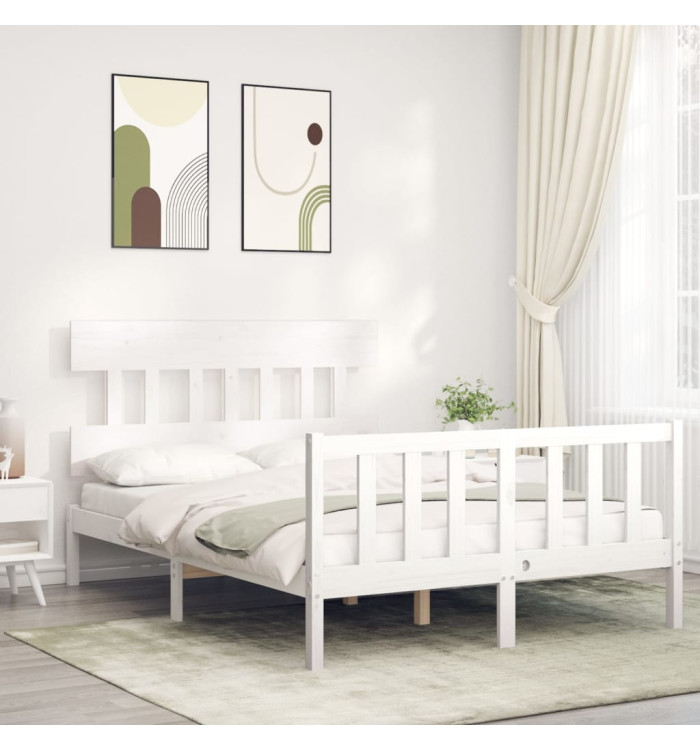 Cadre de lit sans matelas blanc 120x200 cm bois de pin massif | Mobilier & Déco
