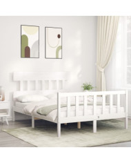 Cadre de lit sans matelas blanc 120x200 cm bois de pin massif | Mobilier & Déco