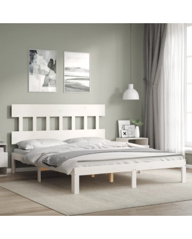 Cadre de lit sans matelas blanc bois de pin massif | Mobilier & Déco