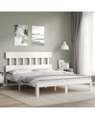 Cadre de lit sans matelas blanc bois de pin massif | Mobilier & Déco