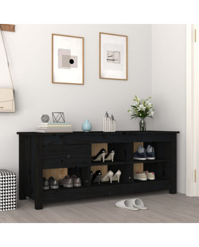 Armoire à chaussures Noir 110x38x45,5 cm Bois de pin massif | Mobilier & Déco