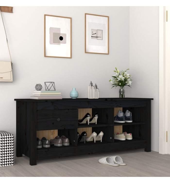 Armoire à chaussures Noir 110x38x45,5 cm Bois de pin massif | Mobilier & Déco