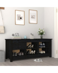 Armoire à chaussures Noir 110x38x45,5 cm Bois de pin massif | Mobilier & Déco