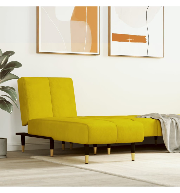 Chaise longue jaune velours | Mobilier & Déco