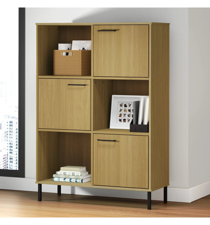 Bibliothèque avec pieds en métal Marron 90x35x128,5cm Bois OSLO | Mobilier & Déco