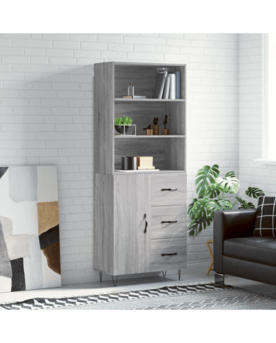 Buffet haut Sonoma gris 69,5x34x180 cm Bois d'ingénierie | Mobilier & Déco