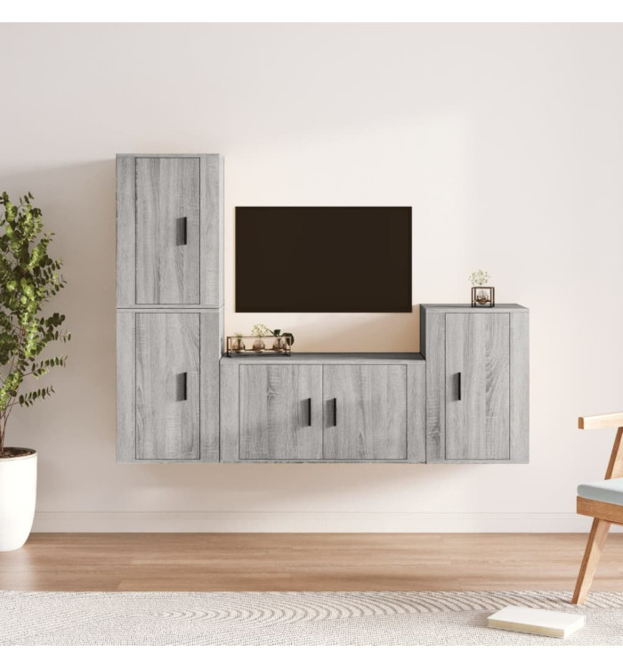 Ensemble de meubles TV 4 pcs Sonoma gris Bois d'ingénierie | Mobilier & Déco
