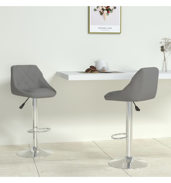 Tabourets de bar lot de 2 gris similicuir | Mobilier & Déco