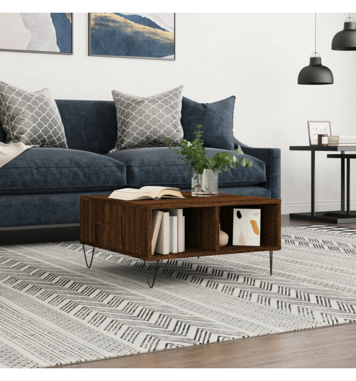 Table basse chêne marron 60x60x30 cm bois d'ingénierie | Mobilier & Déco