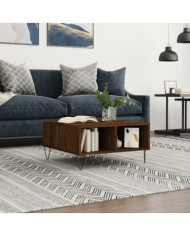 Table basse chêne marron 60x60x30 cm bois d'ingénierie | Mobilier & Déco