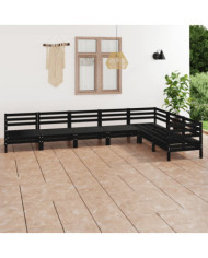 Salon de jardin 7 pcs Bois de pin massif Noir | Mobilier & Déco