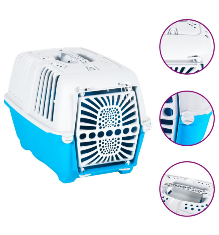 Transporteur pour animaux de compagnie blanc et bleu PP | Mobilier & Déco