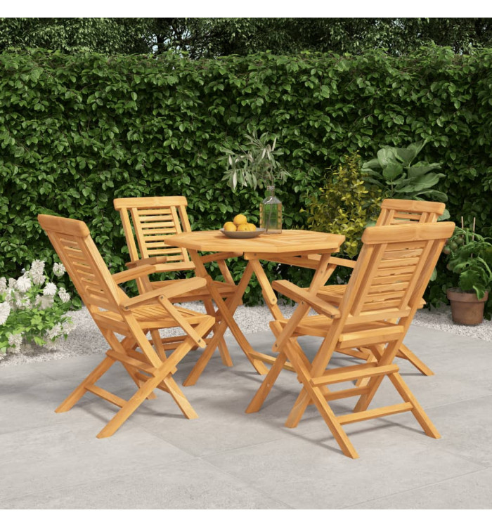 Ensemble à manger de jardin 5 pcs Bois de teck massif | Mobilier & Déco