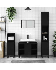 Armoire de salle de bain noir 80x33x60 cm bois d'ingénierie | Mobilier & Déco