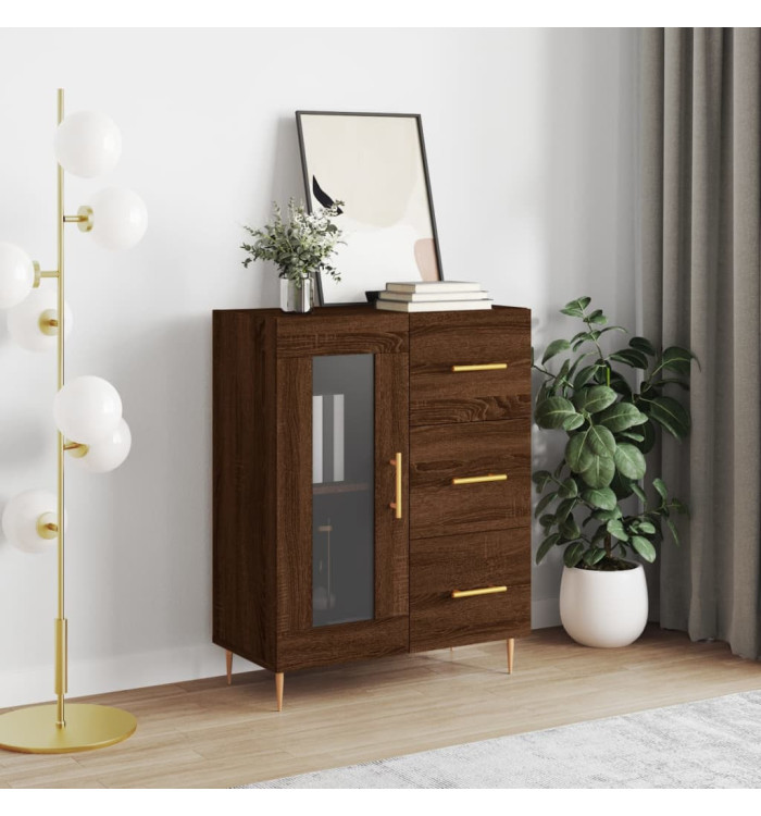 Buffet chêne marron 69,5x34x90 cm bois d'ingénierie | Mobilier & Déco