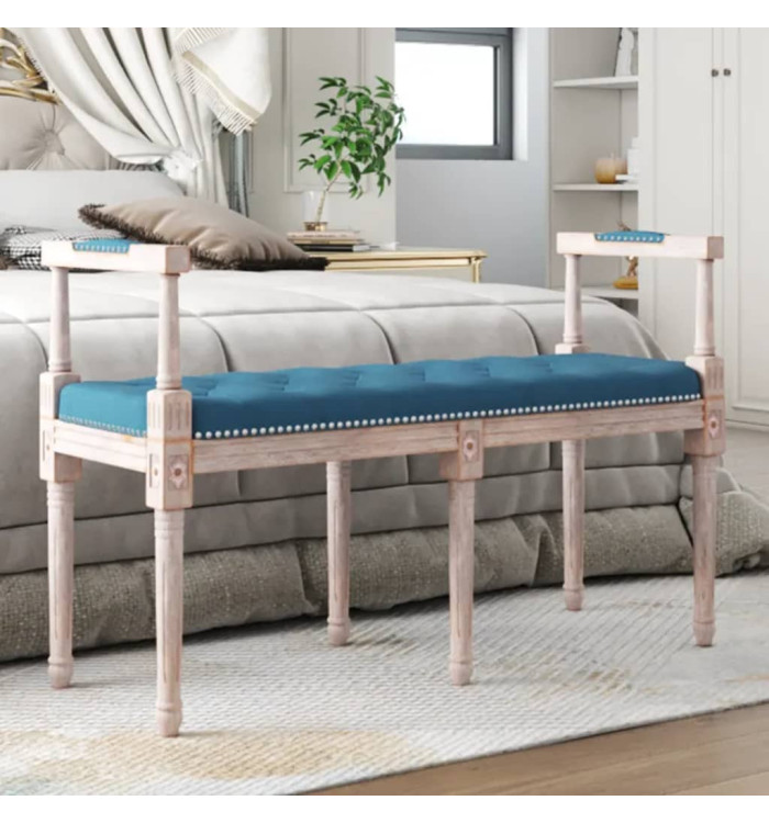 Banc Bleu 110x40x70 cm Velours | Mobilier & Déco