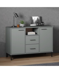Buffet avec pieds en métal Gris 113x40x77 cm Bois massif OSLO | Mobilier & Déco
