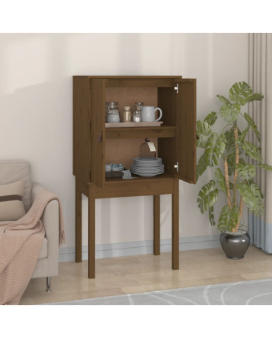 Buffet haut Marron miel 60x40x120 cm Bois massif de pin | Mobilier & Déco