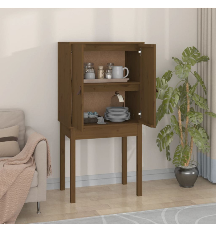 Buffet haut Marron miel 60x40x120 cm Bois massif de pin | Mobilier & Déco