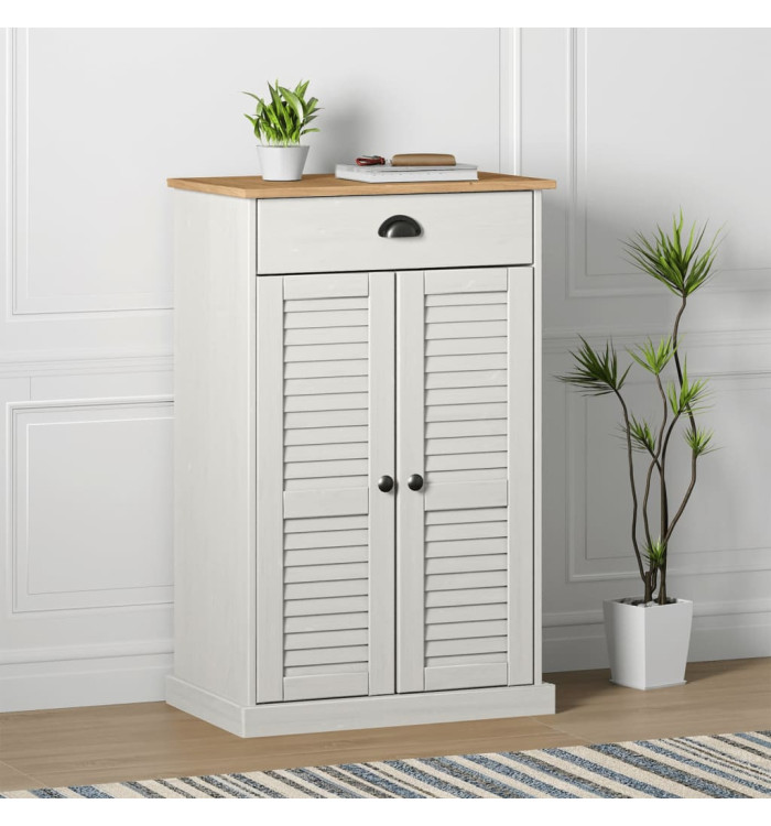 Armoire à chaussures VIGO blanc 60x35x96 cm bois massif de pin | Mobilier & Déco