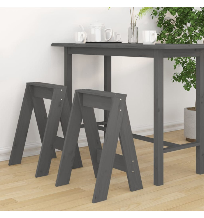 Tabourets lot de 2 gris 40x40x60 cm bois massif de pin | Mobilier & Déco