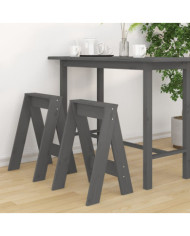 Tabourets lot de 2 gris 40x40x60 cm bois massif de pin | Mobilier & Déco