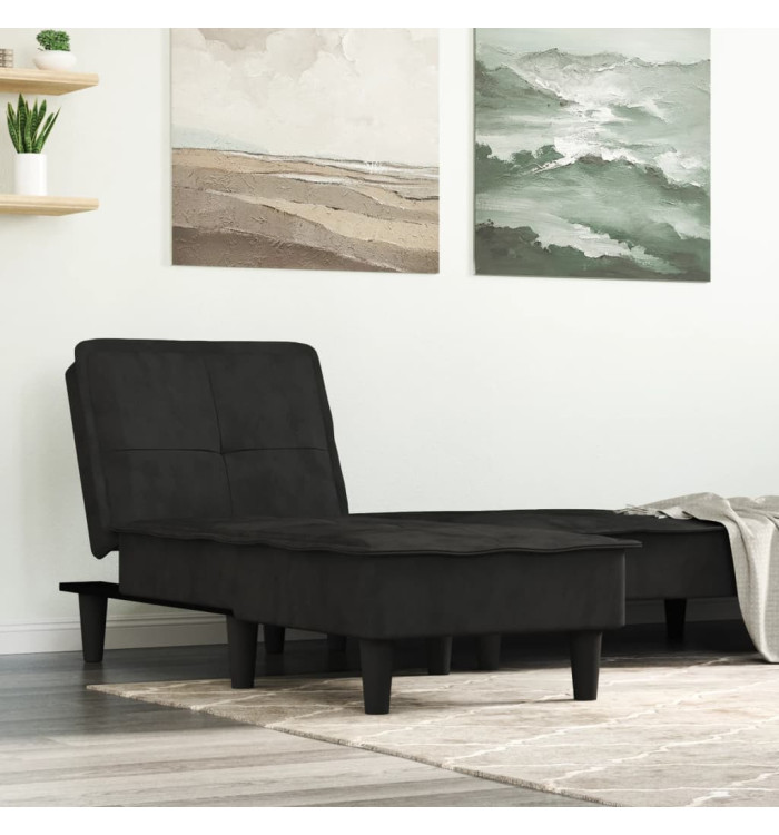 Chaise longue noir velours | Mobilier & Déco