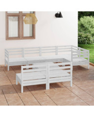Salon de jardin 8 pcs Bois de pin massif Blanc | Mobilier & Déco