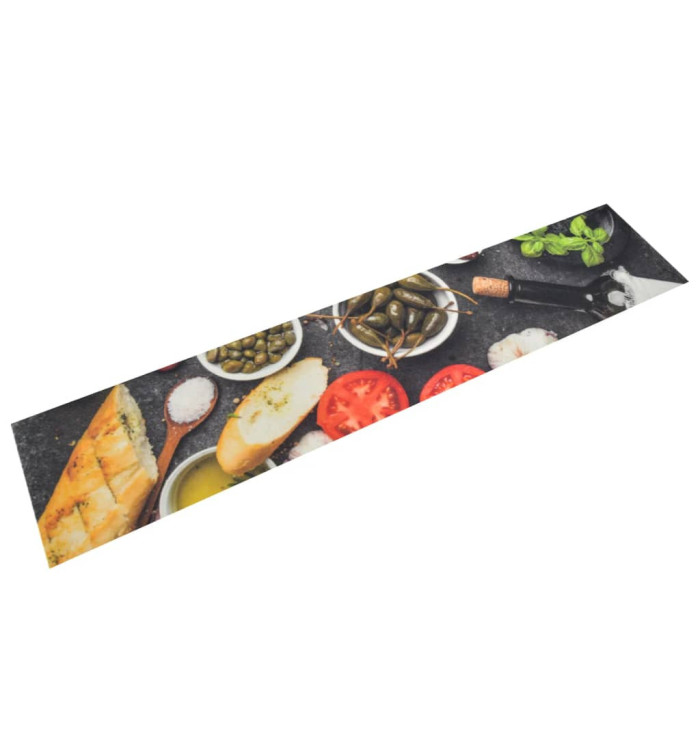 Tapis de cuisine lavable impression vin dîner 60x300 cm velours | Mobilier & Déco