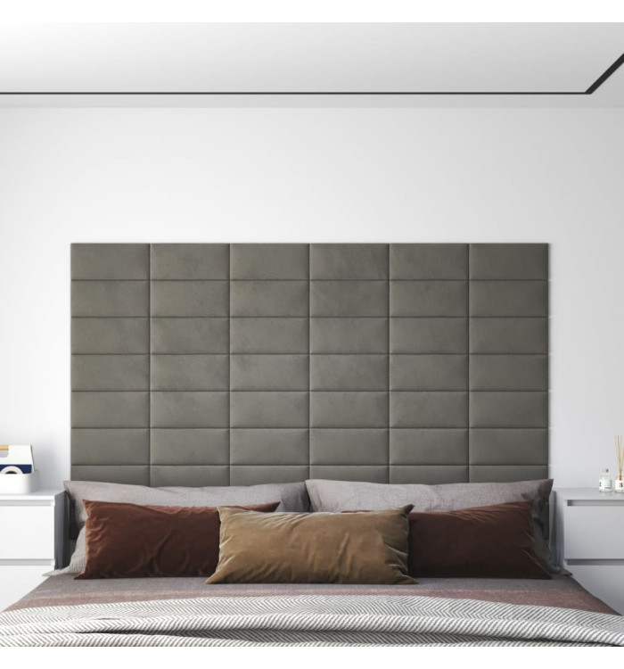 Panneaux muraux 12 pcs Gris clair 30x15 cm Velours 0,54 m² | Mobilier & Déco