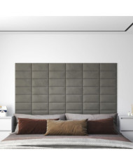 Panneaux muraux 12 pcs Gris clair 30x15 cm Velours 0,54 m² | Mobilier & Déco