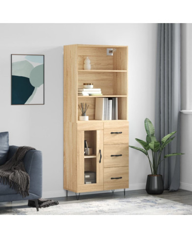 Buffet haut Chêne sonoma 69,5x34x180 cm Bois d'ingénierie | Mobilier & Déco