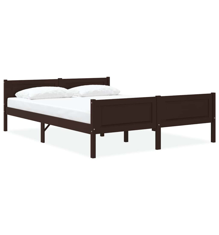 Cadre de lit sans matelas pin massif marron foncé 160x200 cm | Mobilier & Déco
